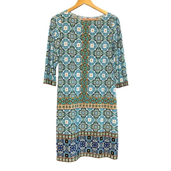 Wisp Retro Mod Shift Dress Women's Size 6 Boho Hippie Stretch Wedding Party - Picture 1 of 7